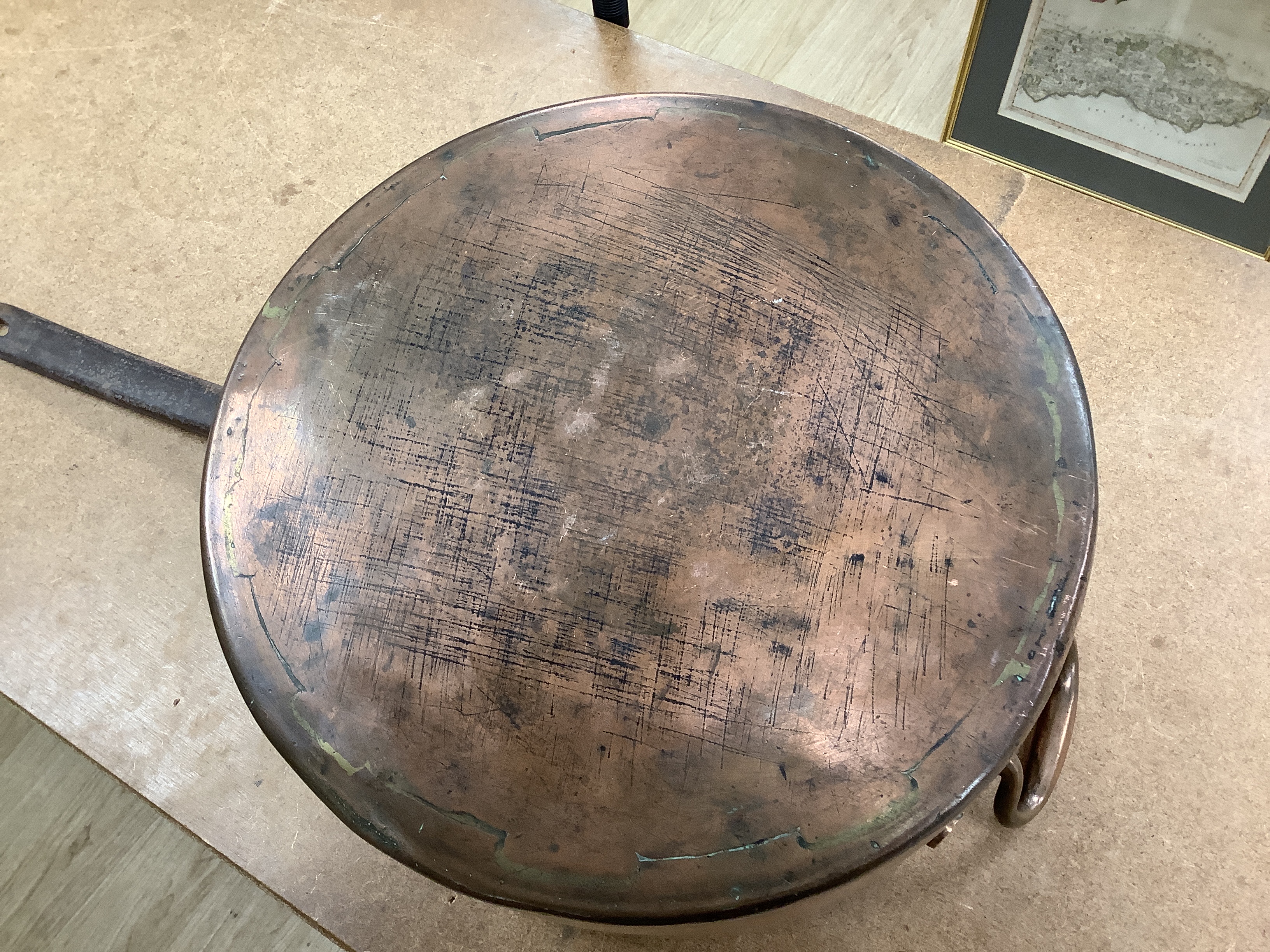 A large Victorian copper boiling pan, 71cm long